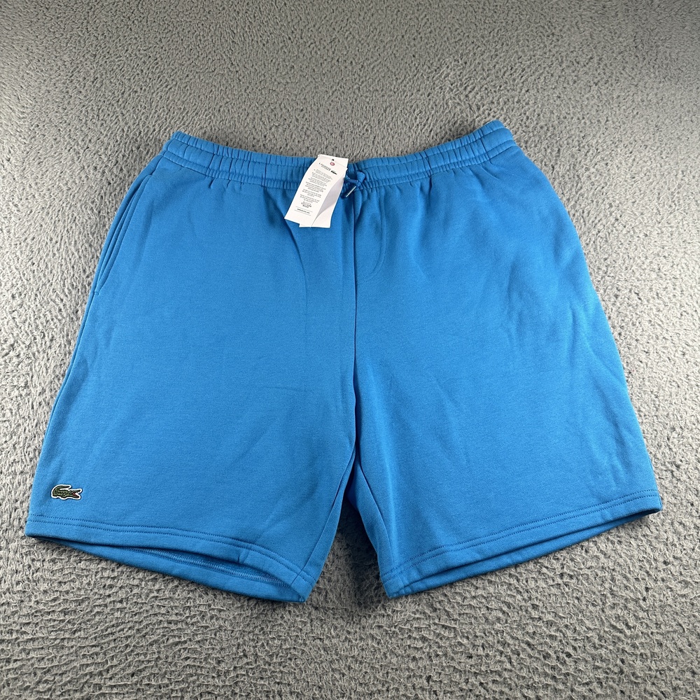Lacoste Sport Sweat Shorts Mens XL Blue Fleece Elastic Drawstring Logo GH2136